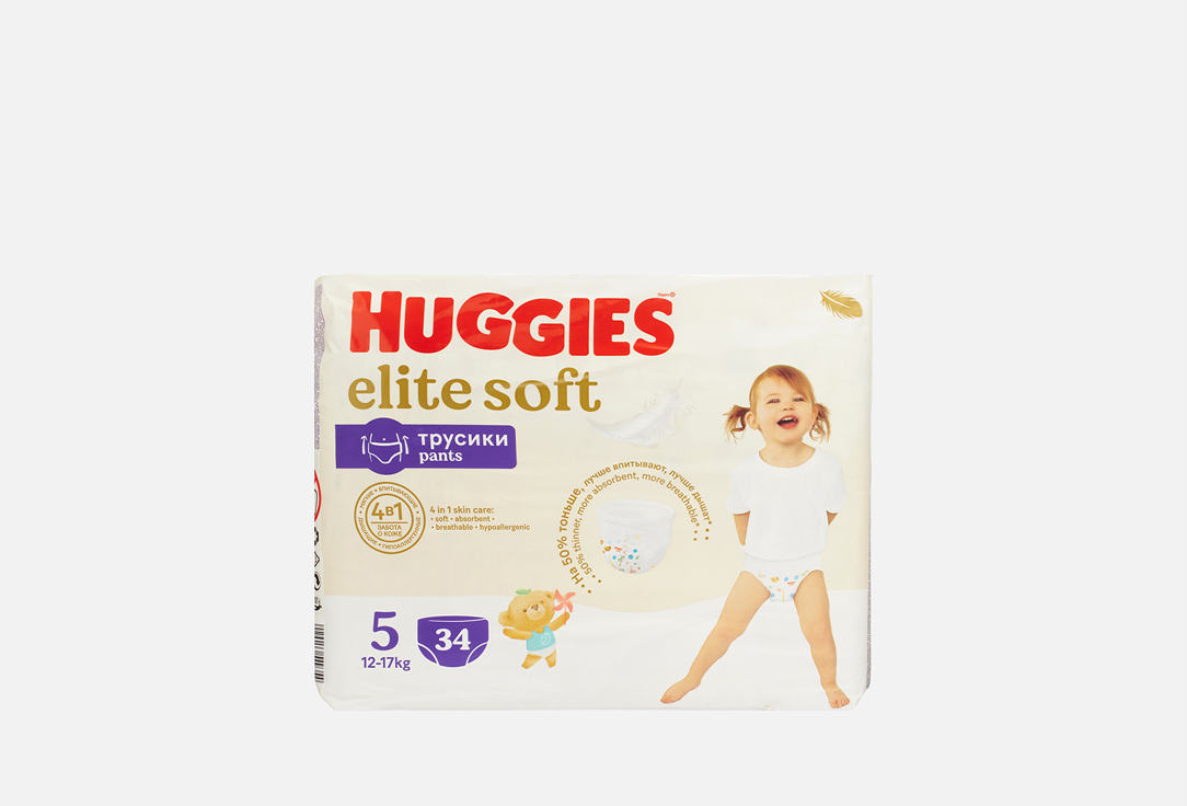

Трусики-подгузники HUGGIES, Elite Soft 12-17kg 34 шт