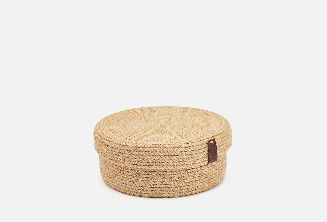 

КОРЗИНА ИЗ ДЖУТА ПОЛЕ, Бежевый, Для хранения с крышкой большая 1 шт