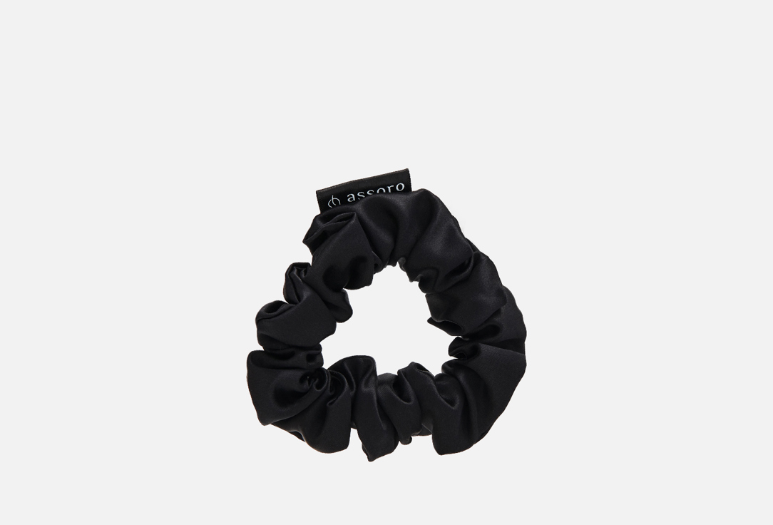 Изображение товара Шелковая резинка для волос Assoro черная натуральный шелк премиум класс