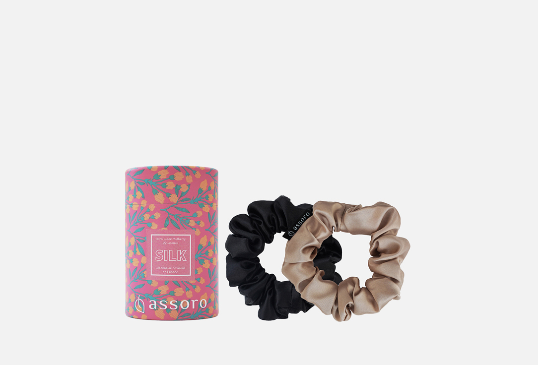 

Набор шелковых резинок ASSORO, Кашемир, черный 2 шт