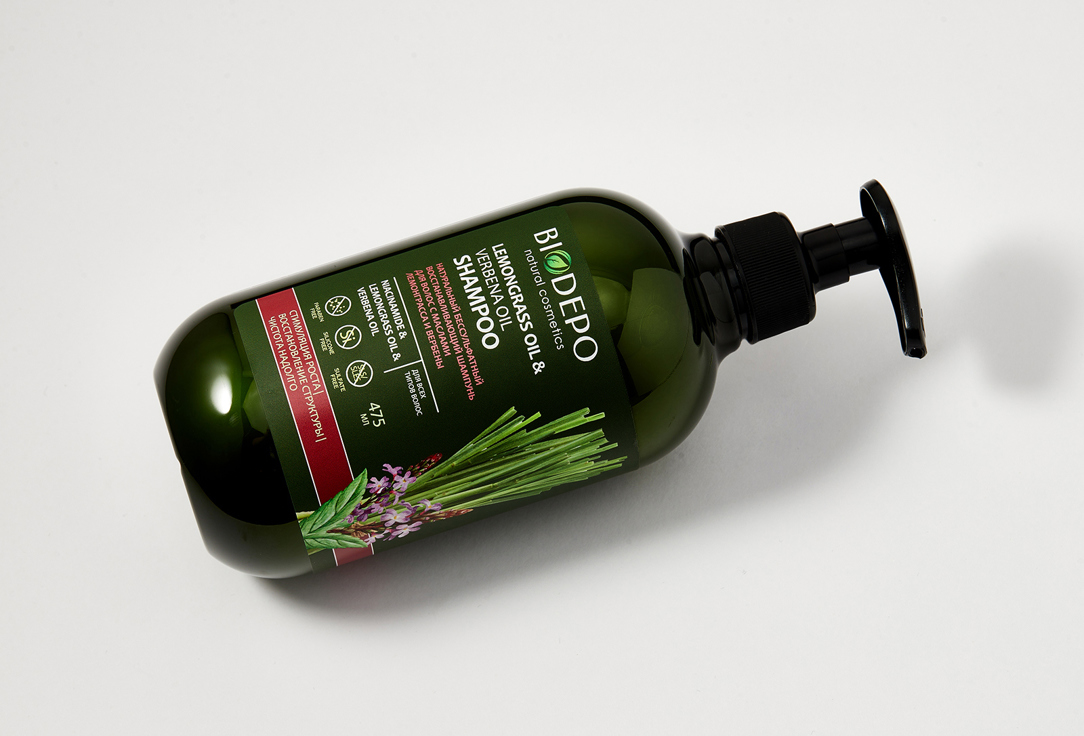 Шампунь для волос натуральный восстанавливающий  BIODEPO Lemongrass oil & verbena oil  