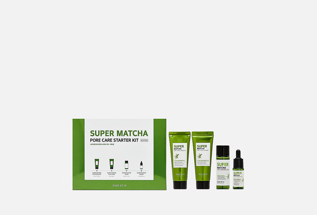 Набор: гель, маска, тонер, сыворотка SOME BY MI SUPER MATCHA PORE CARE STARTER KIT 3 шт super matcha pore care starter kit
