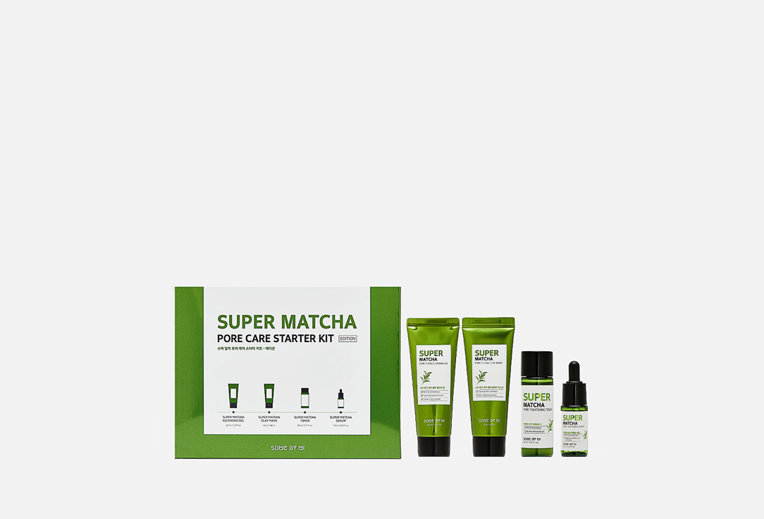 

Набор: гель, маска, тонер, сыворотка SOME BY MI, SUPER MATCHA PORE CARE STARTER KIT 4 шт