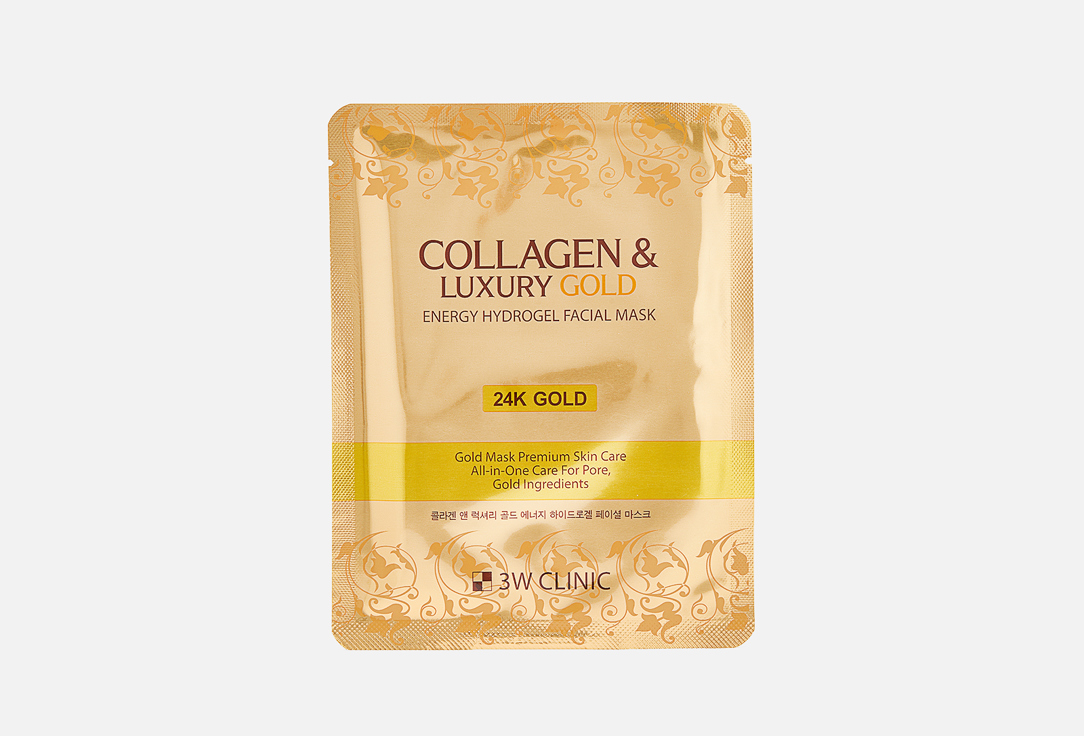 Гидрогелевая маска 3W CLINIC Collagen & Luxury Gold Energy Hydrogel Facial Mask 30 г anna lotan маска liquid gold golden facial mask золотая 250 мл