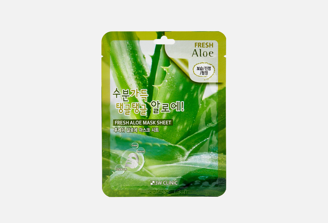 Тканевая маска 3W CLINIC Fresh Aloe Mask Sheet 23 мл 3w clinic essential up aloe sheet mask тканевая маска для лица с экстрактом алоэ