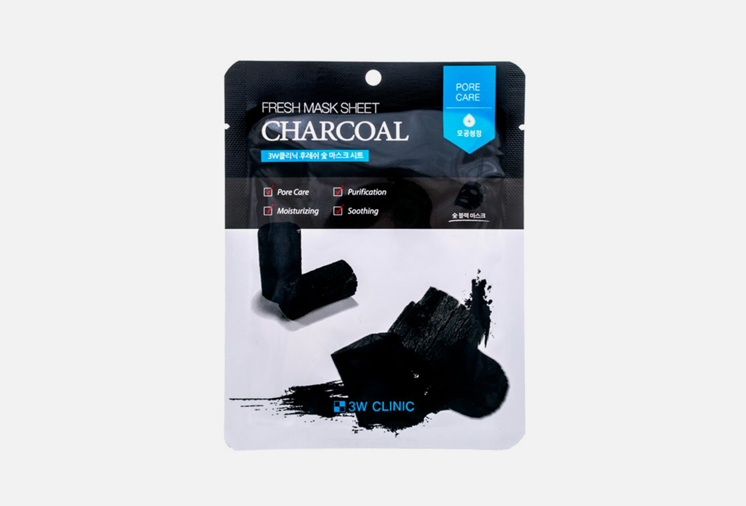 Тканевая маска 3W CLINIC Fresh Charcoal Mask Sheet  23 мл