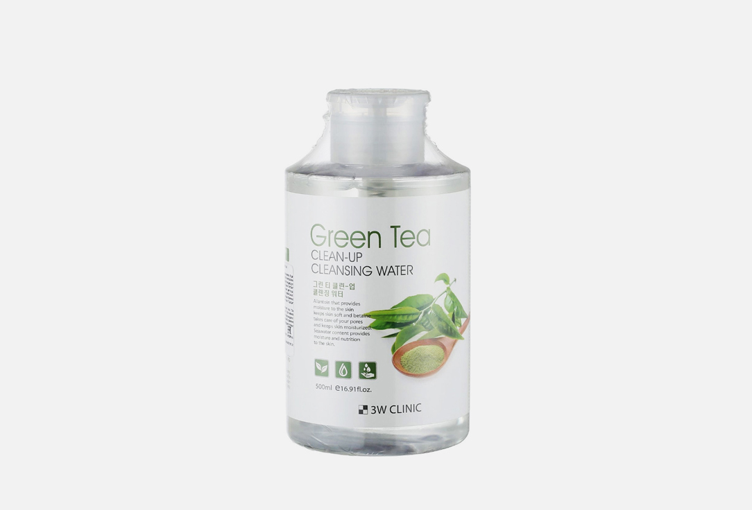 Очищающая вода с экстрактом зеленого чая 3W CLINIC Green Tea Clean-Up Cleansing Water 500 мл гидрофильное масло для лица с экстрактом зеленого чая natural green tea cleansing oil 150мл