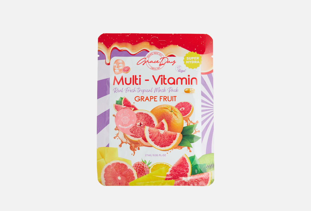 Тканевая маска для лица Grace Day Multi-Vitamin Grape Fruit Mask Pack 