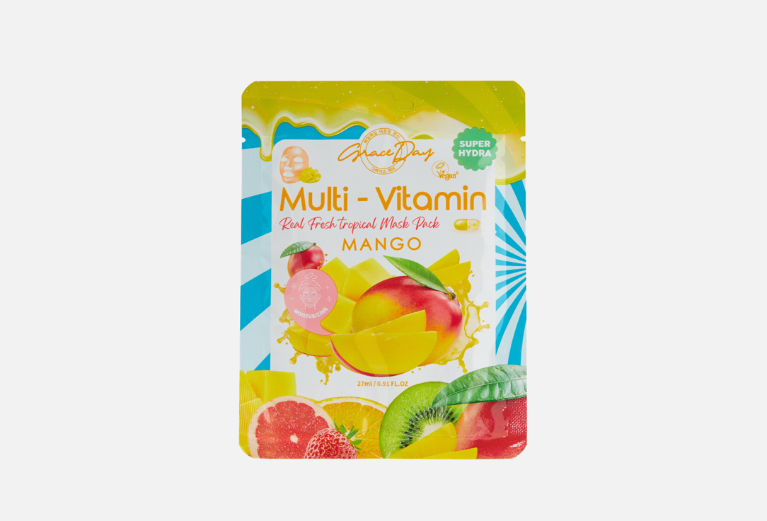 цена Тканевая маска для лица GRACE DAY Multi-Vitamin Mango Mask Pack 1 шт