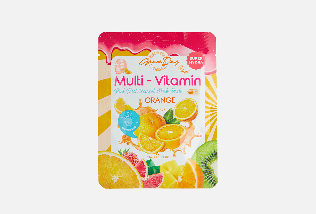цена Тканевая маска для лица GRACE DAY Multi-Vitamin Orange Mask Pack 1 шт