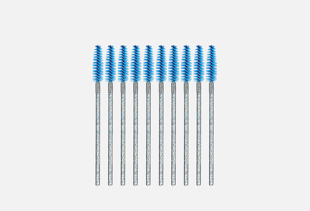 Изображение товара Комплект из 10 одноразовых щеточек для ресниц и бровей INNOVATOR COSMETICS голубые с глиттером