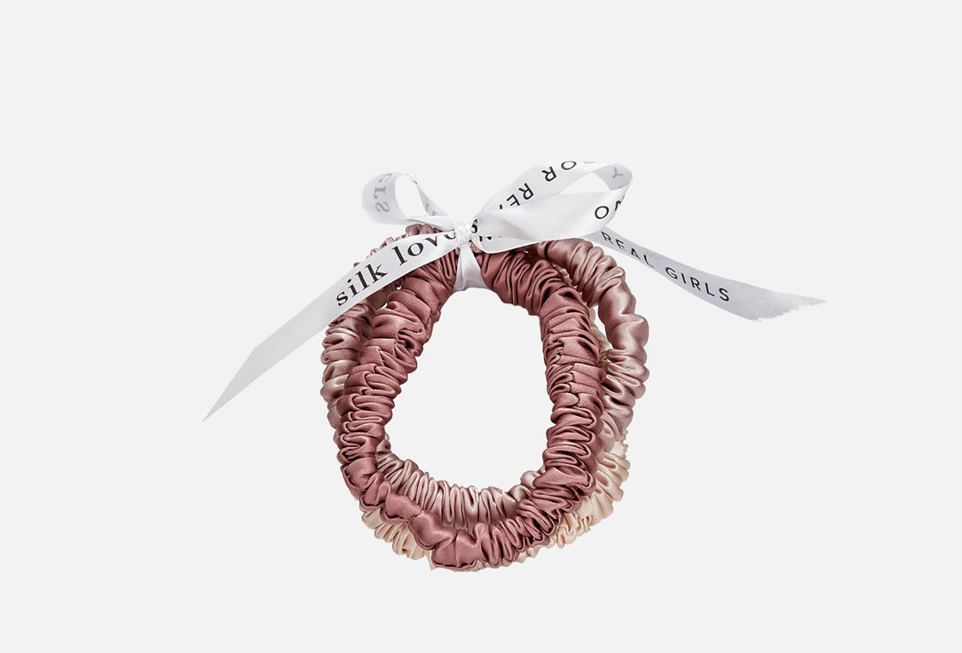 Изображение товара Набор шелковых резинок silk lovers MINI: пудра, пурпур, бежевая