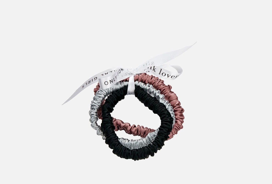 Изображение товара Набор шелковых резинок silk lovers MINI: черный, серебро, пурпур
