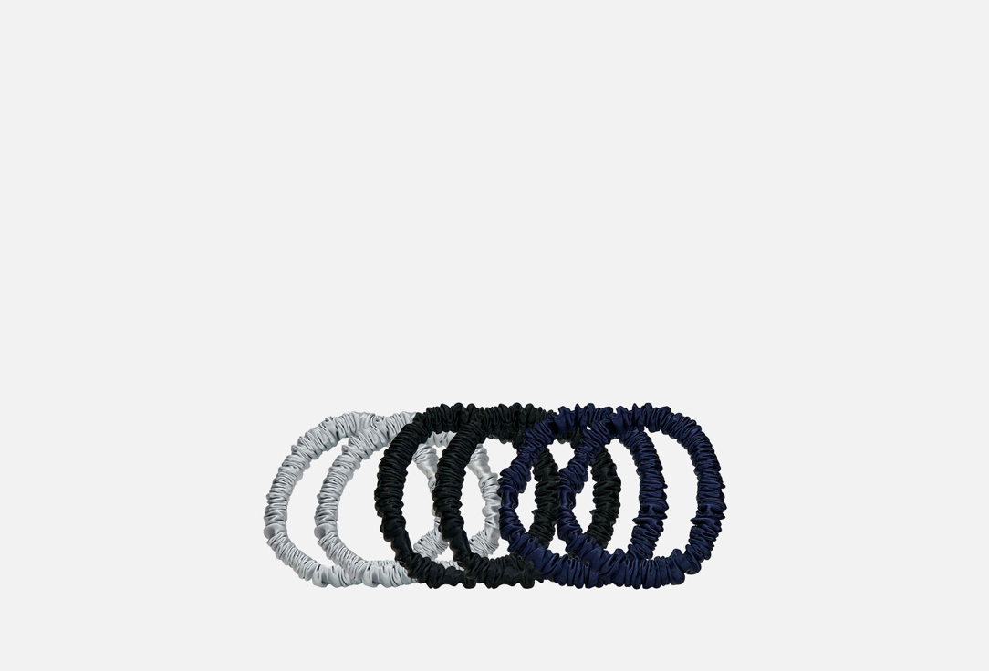 Набор шелковых резинок silk lovers MINI: черные, синие, серебро 