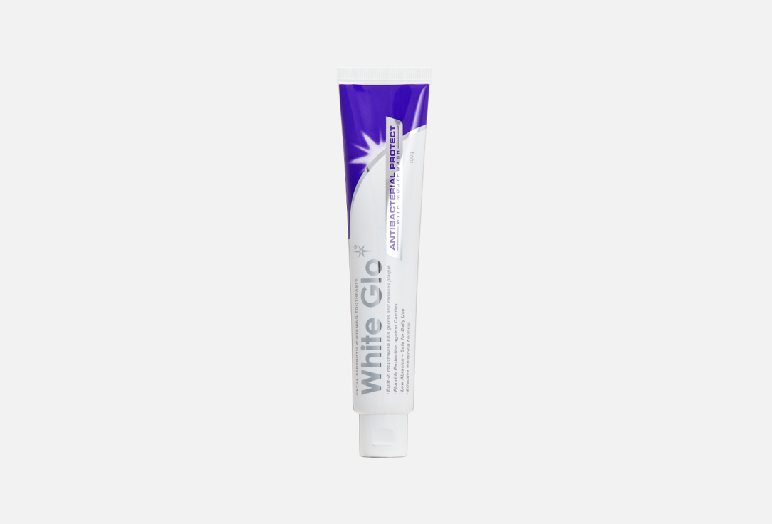 Зубная паста отбеливающая с антибактериальным эффектом и ополаскивателем WHITE GLO Antibacterial effect and rinse 100 г отбеливающая зубная паста white glo 2 в 1 24 г