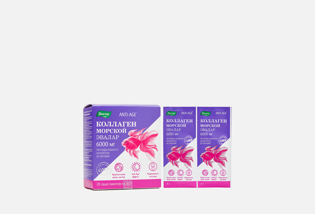 Изображение товара Биологически активная добавка Эвалар Коллаген морской 6000 мг по 6,0 г