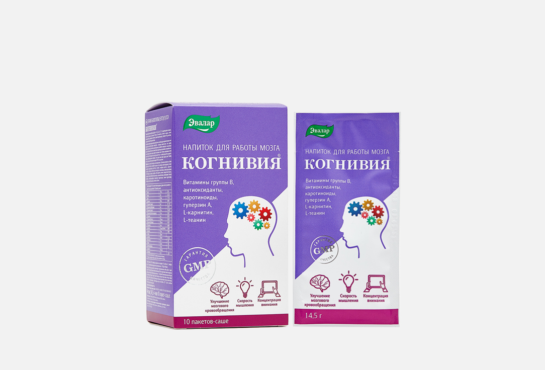 Биологически активная добавка ЭВАЛАР Cognivia, 14,5гр х 10 10 шт биологически активная добавка эвалар honda drink 10 шт