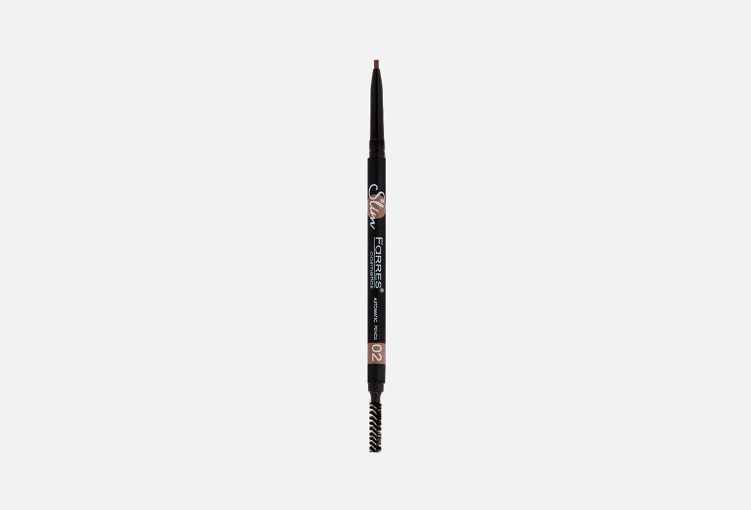 Механический карандаш для бровей c тонким стержнем и щеточкой  FARRES Slim with a thin rod and brush  серо-коричневый