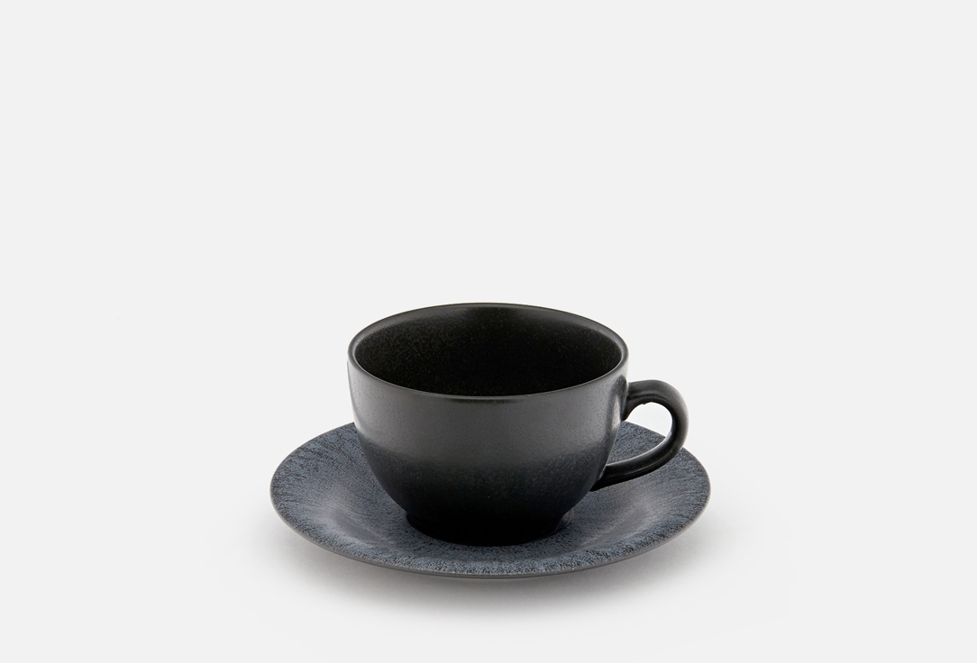 Чайная пара PORLAND Темно-серый 1 пар чашка чайная porland бежевый 340 мл