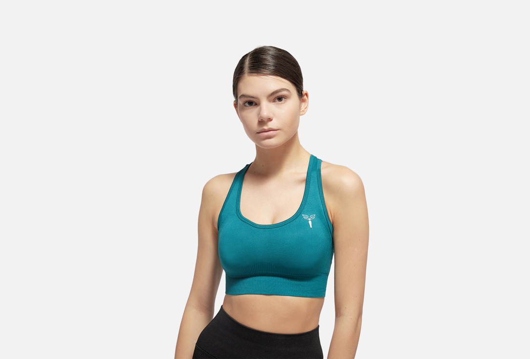 Изображение товара Спортивный топ FIGURA Viki изумрудный поддерживающий с изъёмыми чашками