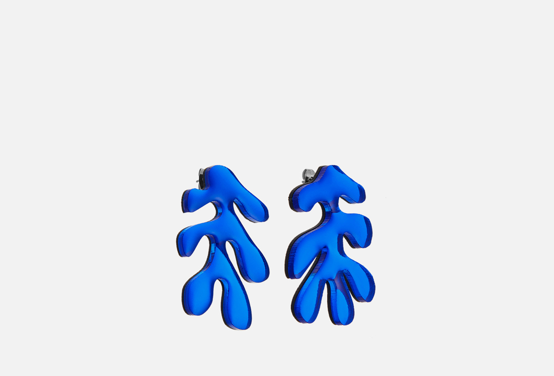 серьги цепочки monolama мультиколор Серьги MONOLAMA Leaves blue 2 шт