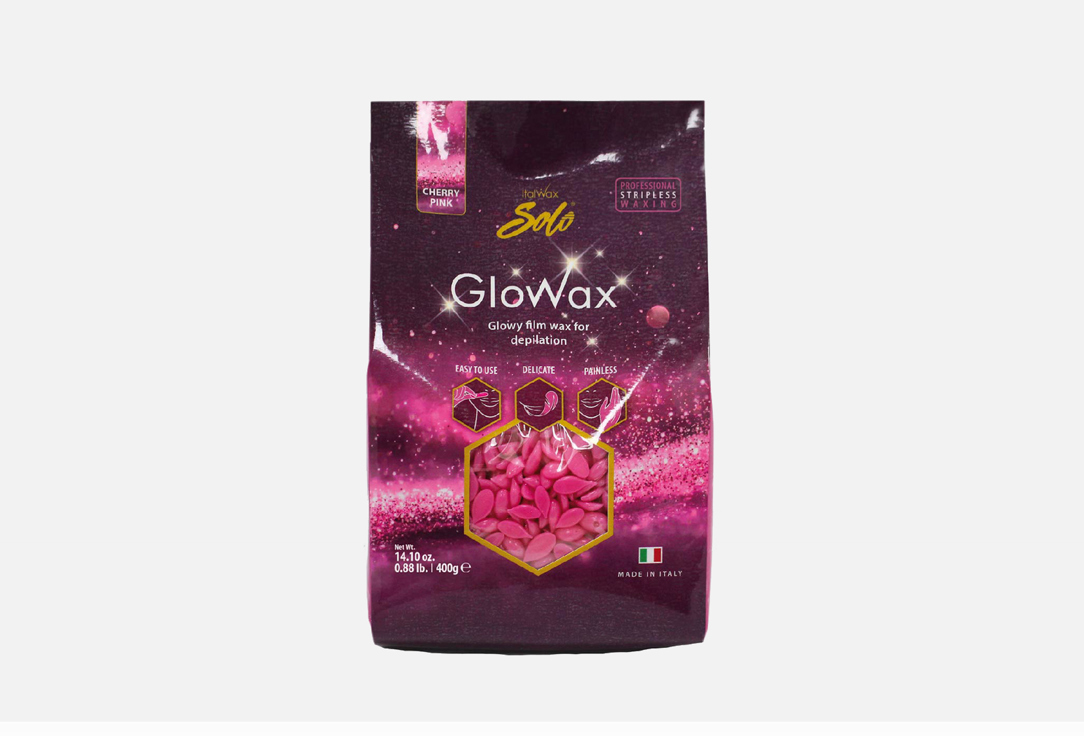 Воск горячий пленочный ITALWAX Glowax Cherry Pink 400 г italwax воск горячий пленочный pour homme гранулы 1 кг
