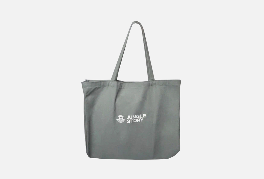 Сумка большая плотная хлопковая серая с плоским дном  Jungle Story  Grey Shopper bag  