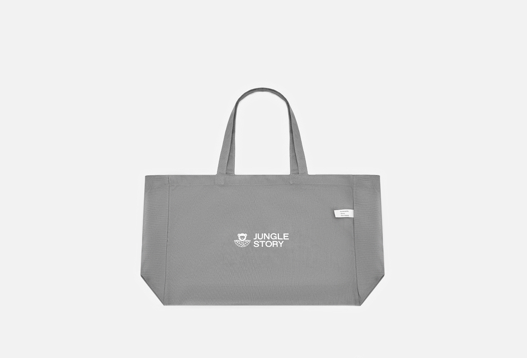 

Сумка большая плотная хлопковая серая с плоским дном JUNGLE STORY, Серый, Big Thick Biege Cotton Bag with bottom with pocket 1 шт