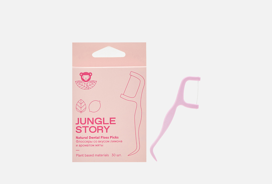 Изображение товара Флоссеры из растительного материала Jungle Story Mint & Lemon Dental Floss Picks