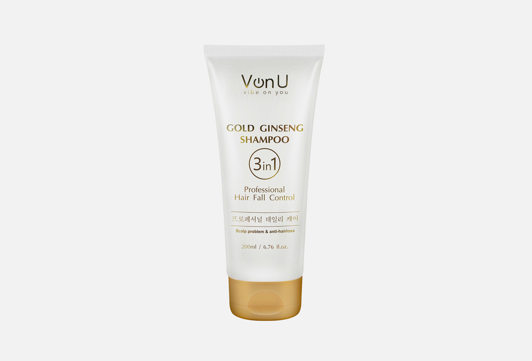 

Шампунь для волос с экстрактом золотого женьшеня VON U, Ginseng Gold Shampoo 200 мл