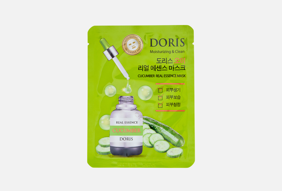 

Увлажняющая ампульная маска для лица с экстрактом огурца DORIS, Cucumber Real Essence Mask 1 шт