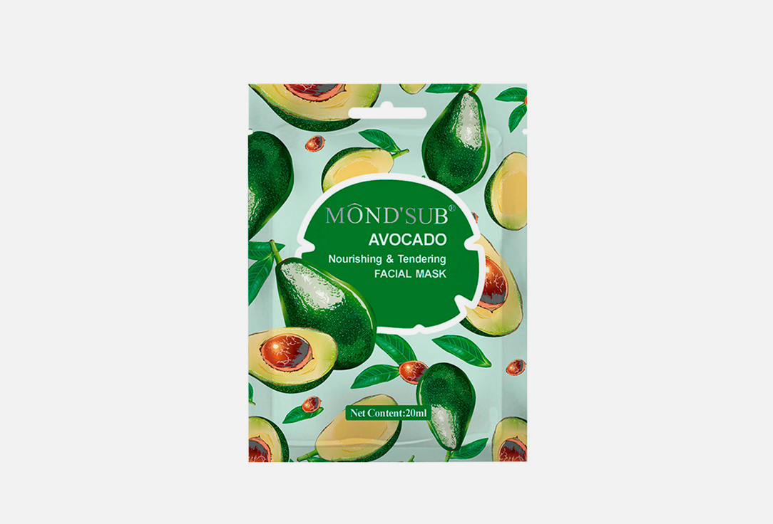 

Тканевая маска для лица MONDSUB, Avocado Nourishing&Tendering Facial Mask 1 шт