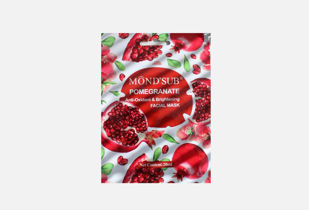 

Тканевая маска для лица MONDSUB, Pomegranate Anti-Oxidant & Brightening Facial Mask 1 шт