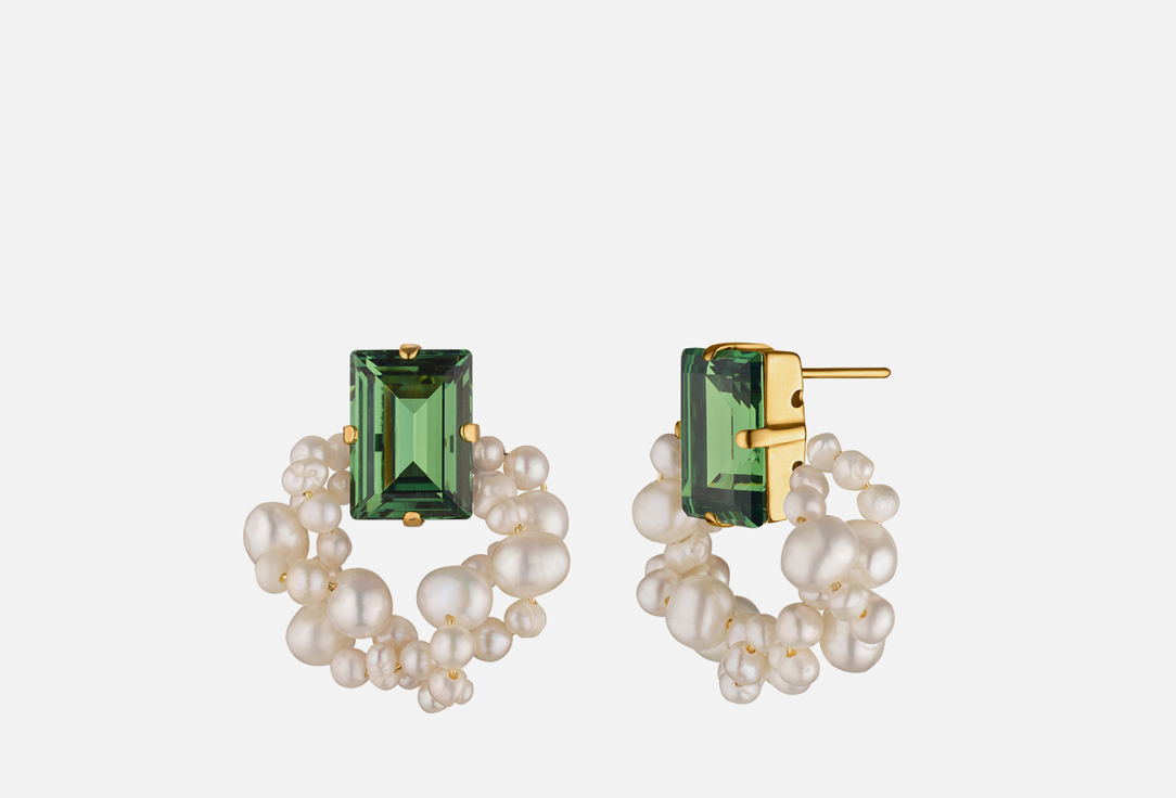

Серьги PHENOMENAL STUDIO, Step Cut Pearl Erinite Earrings 2 шт