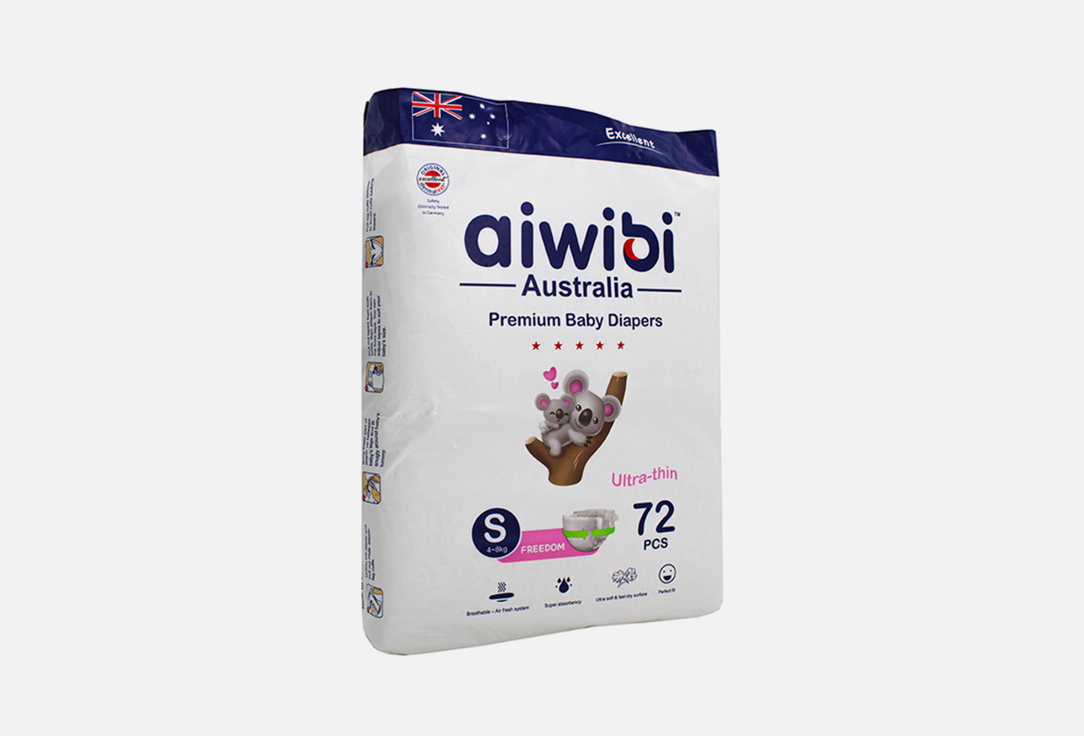 Подгузники 4-8кг Aiwibi Australia Premium S  