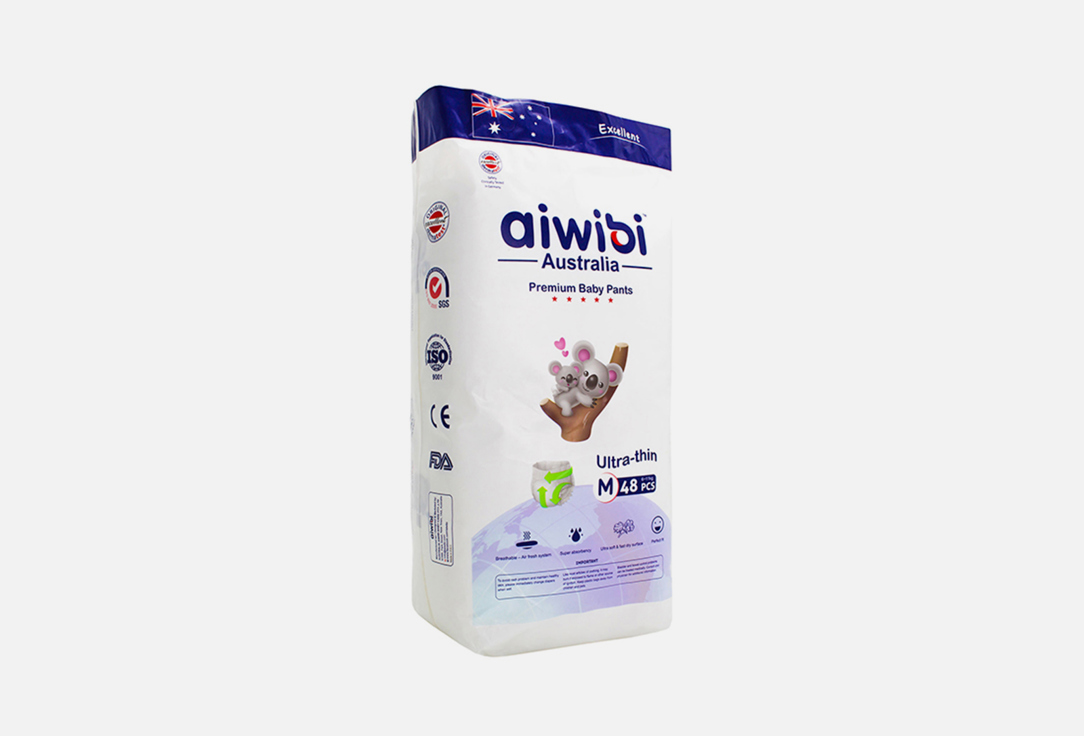 цена Трусики-подгузники 6-11кг AIWIBI AUSTRALIA Premium M 48 шт