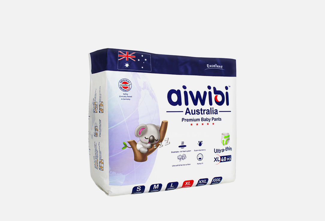 Трусики-подгузники 12-17кг AIWIBI AUSTRALIA Premium XL 40 шт подгузники aiwibi australia s 4 8kg 52 шт