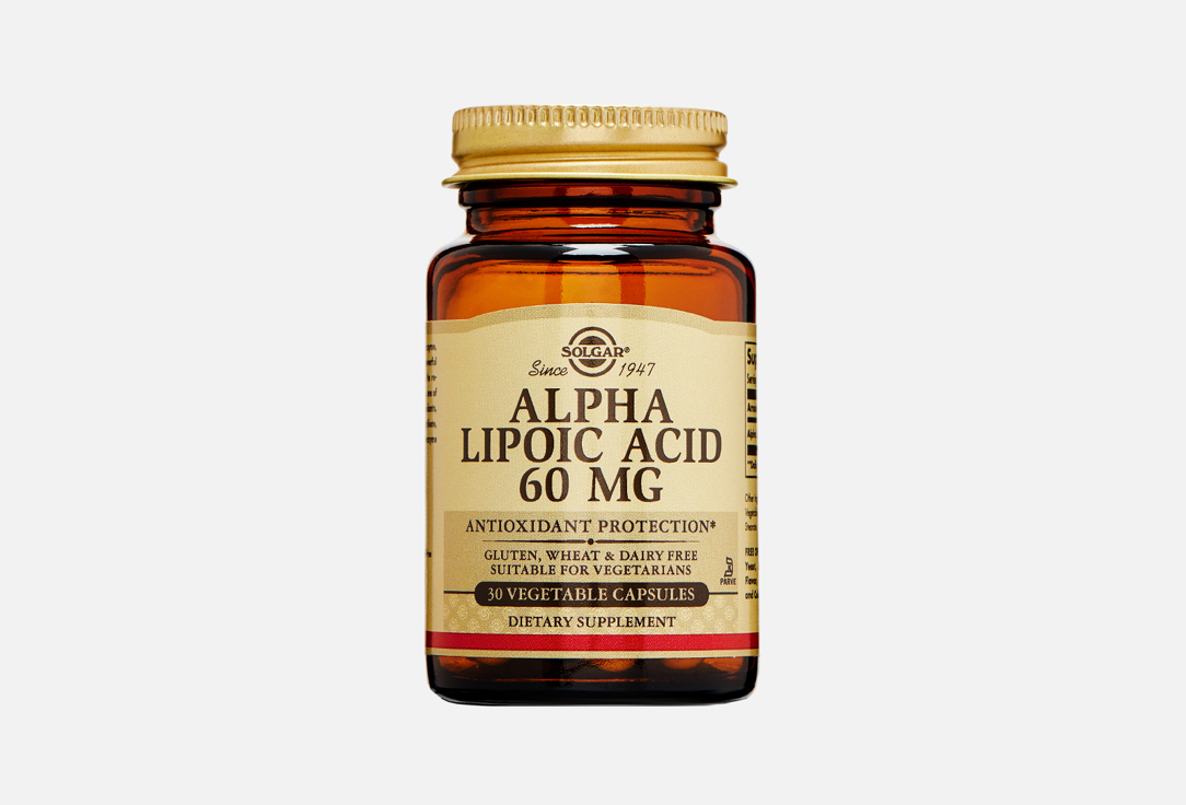 Биологически активная добавка SOLGAR Alpha Lipoic Acid 60 mg в капсулах 30 шт биологически активная добавка наш лецитин для мужчин в капсулах 60 шт