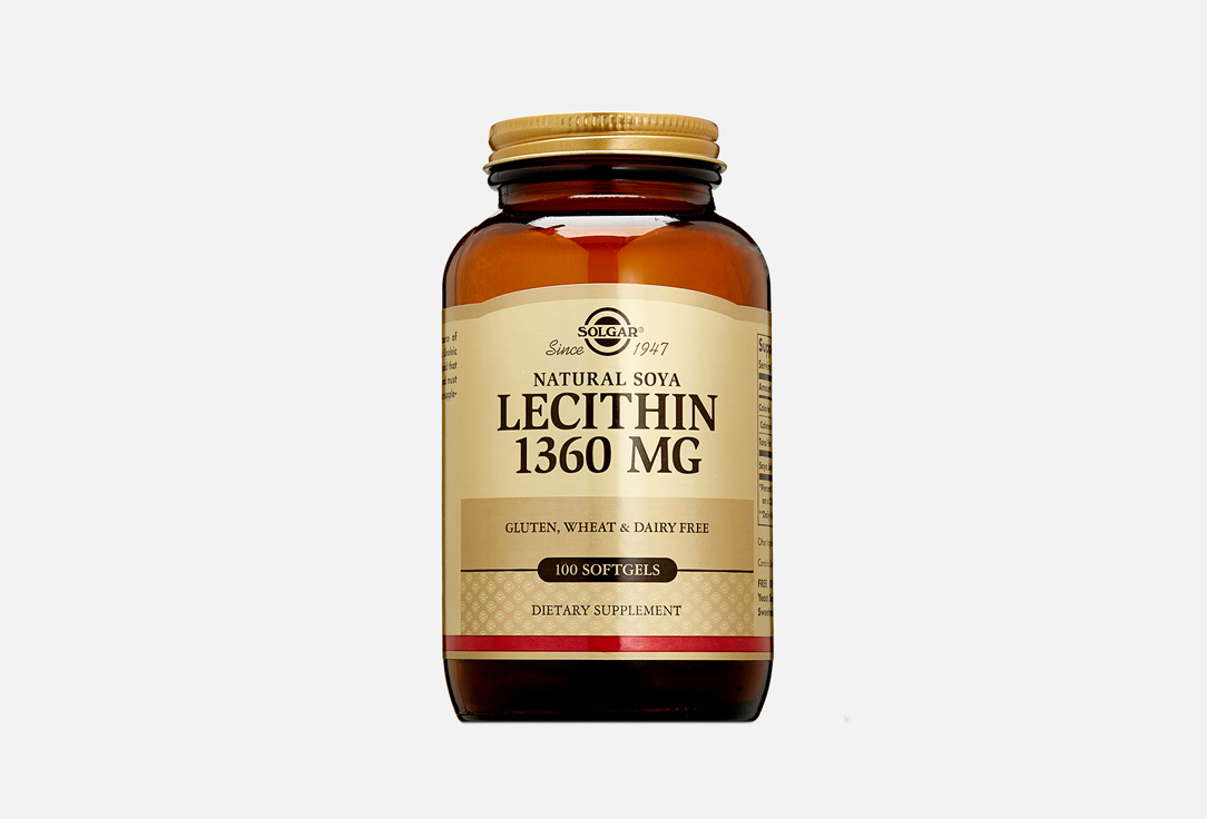 Биологически активная добавка SOLGAR Соевый лецитин 1360 мг в капсулах 100 шт биодобавка натуральный соевый лецитин licithin 100 капсул