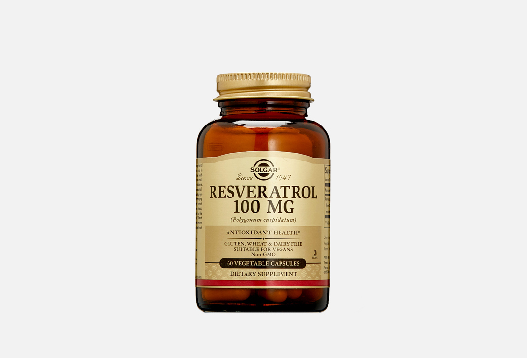 Ресвератрол SOLGAR Resveratrol 100 mg 60 шт solgar ресвератрол 60 капсул solgar растения