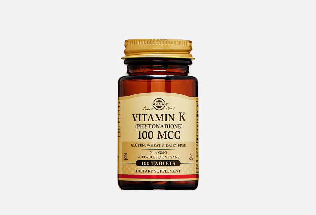 Витамин К SOLGAR Vitamin K 100 mcg 100 шт цена и фото