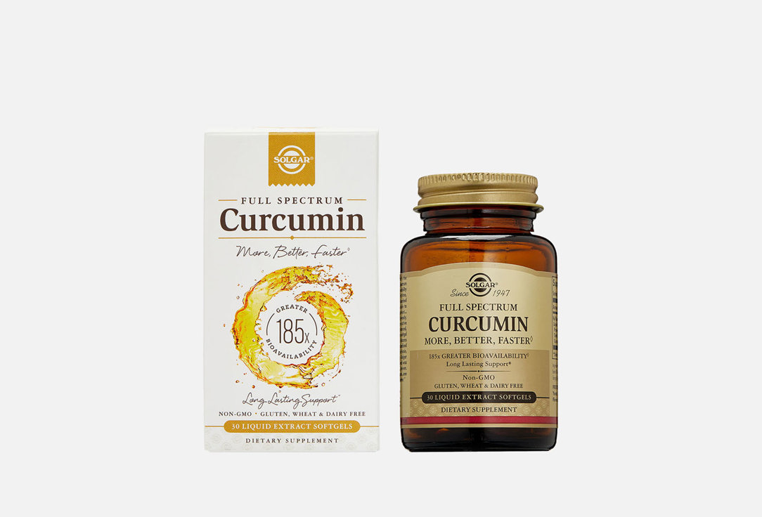 Куркумин SOLGAR Full Spectrum Curcumin 30 шт solgar натуральный соевый лецитин капсулы 100 шт