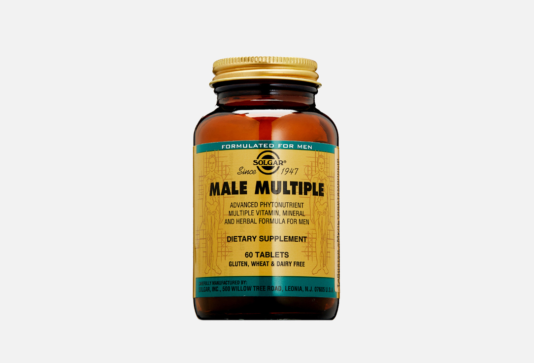 БАД для мужского здоровья SOLGAR Male Multiple витамины А, С, D3, группы В 60 шт мультивитаминный и минеральный комплекс country life 120 таблеток