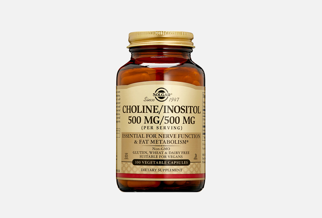 Изображение товара БАД для здоровья печени Solgar Choline and Inositol в капсулах