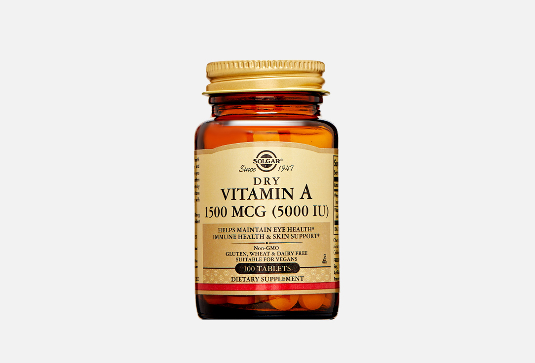 Биологически активная добавка SOLGAR Vitamin A, Vitamin C в таблетках 100 шт биологически активная добавка solgar liquid vitamin e 60 мл