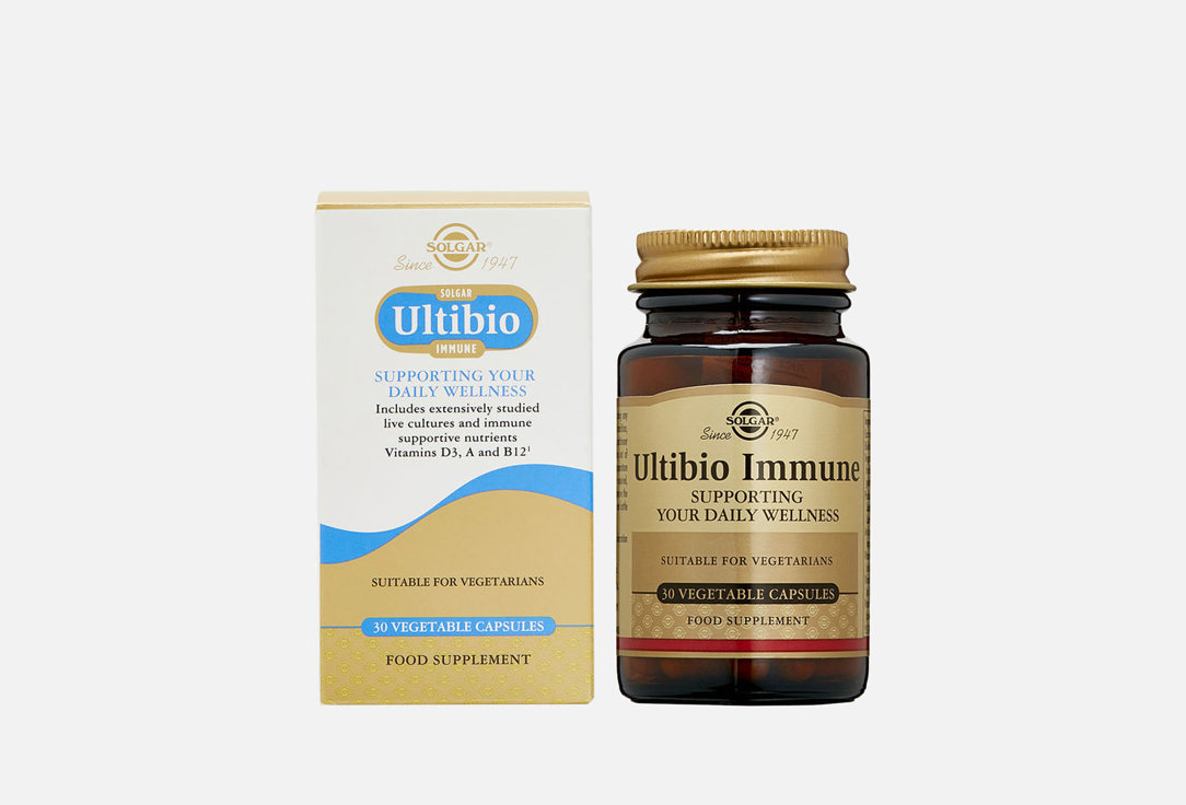 БАД для укрепления иммунитета SOLGAR UltiBio Immune витамин А, D3, В12 30 шт бад для укрепления иммунитета elemax immunity бетаин хром глицин витамин а и d3 60 шт