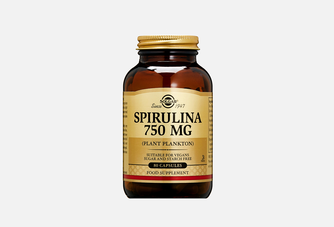 цена Спирулина SOLGAR 750 мг в капсулах 80 шт