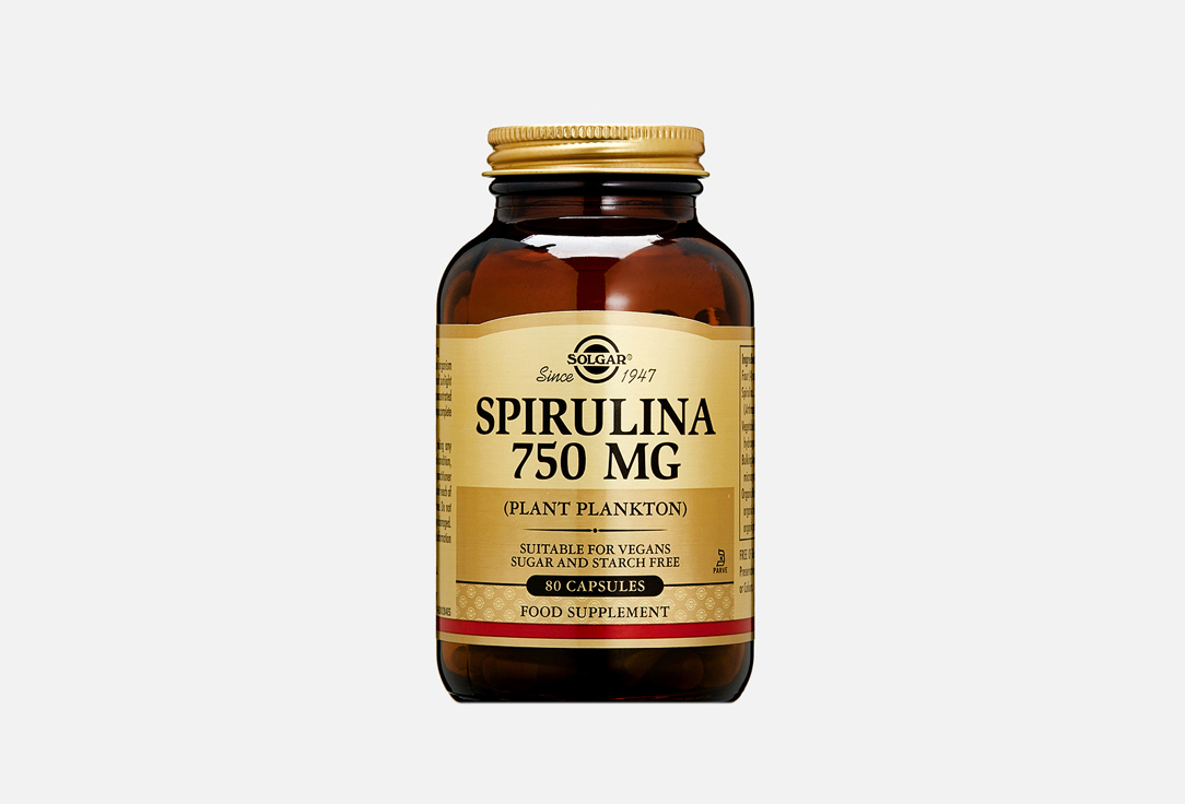 

Спирулина SOLGAR, Spirulina 750 мг в капсулах 80 шт