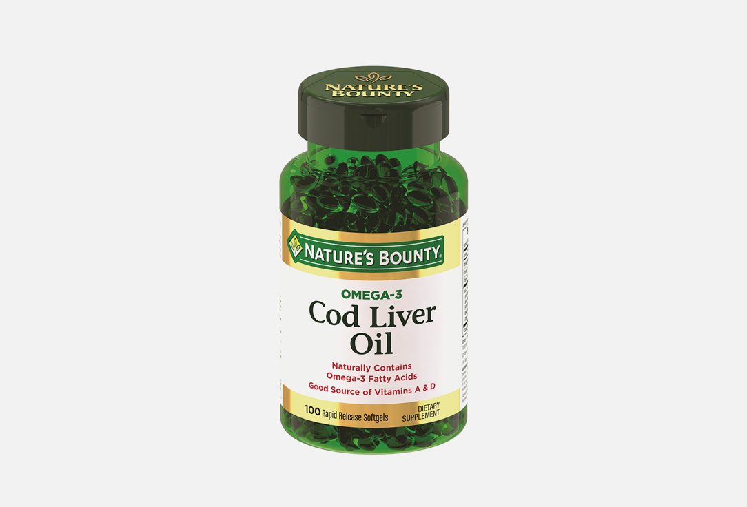 Омега 3 NATURE’S BOUNTY Cod liver oil в капсулах 100 шт twinlab жир печени норвежской трески без добавок 355 мл 12 жидк унций