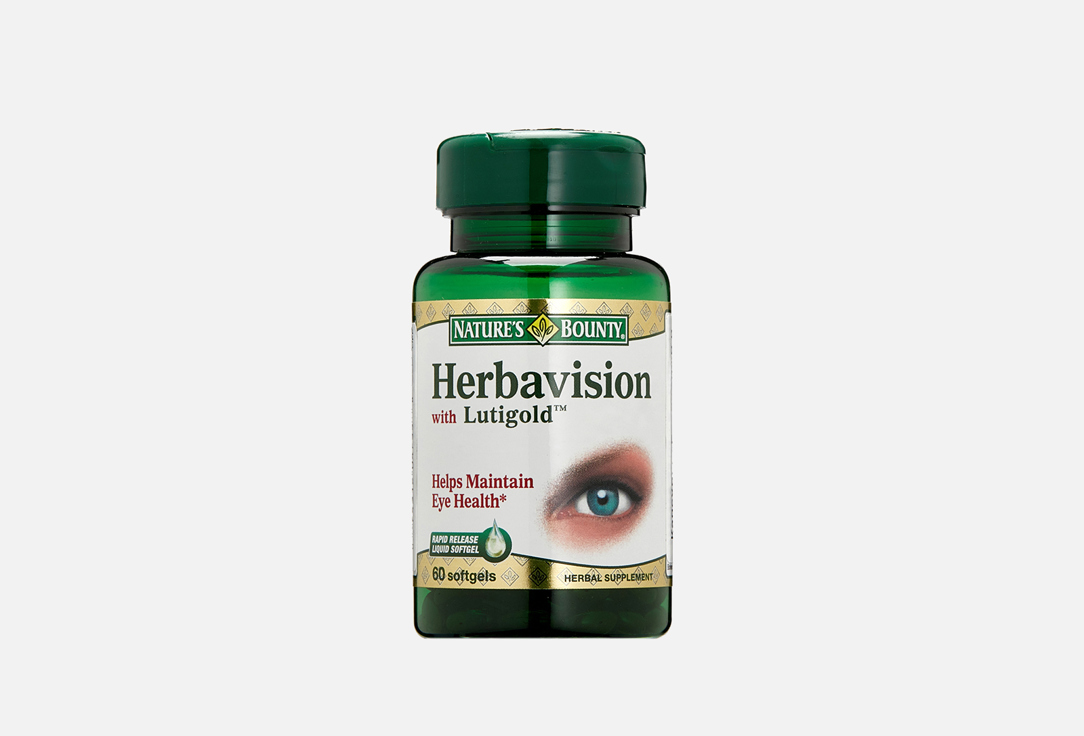 БАД для поддержки зрения NATURE’S BOUNTY Herbavision with lutigold лютеин, черника 60 шт бад для детей для поддержки зрения doppelherz лютеин черника в жевательных таблетках 60 шт